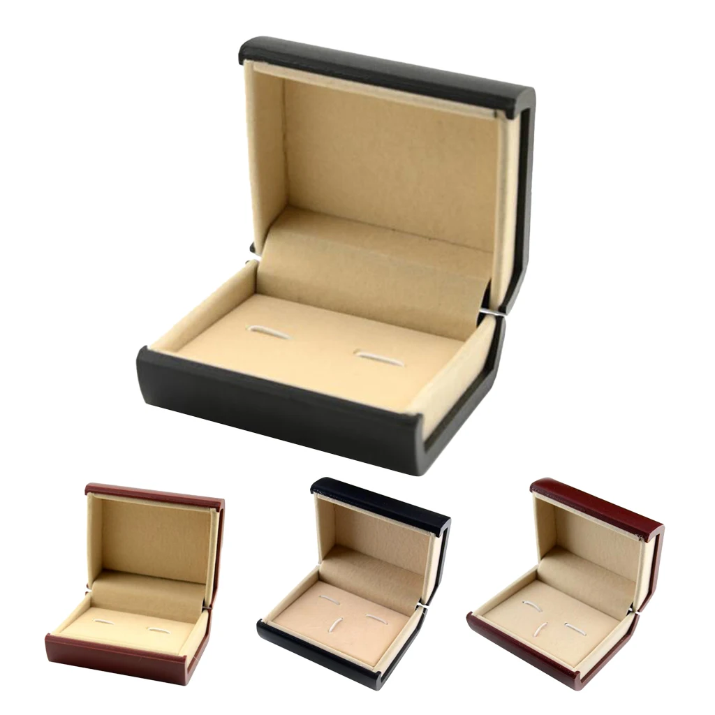 Mini Travel Cufflinks Necktie Clamp Storage Box Jewelry Display Case 8x7x4cm Elegant Classic Book Shape