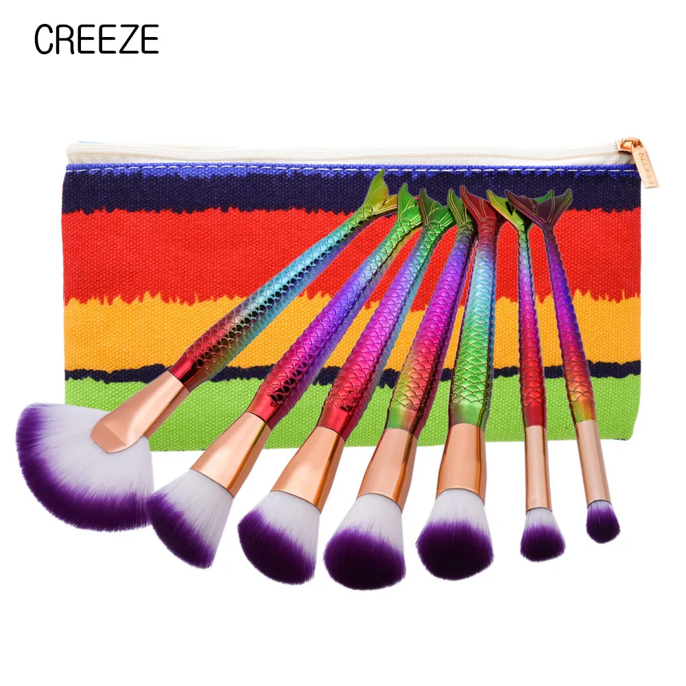 7 шт. Русалка Макияж Кисточки комплект Основа для макияжа лица косметический
