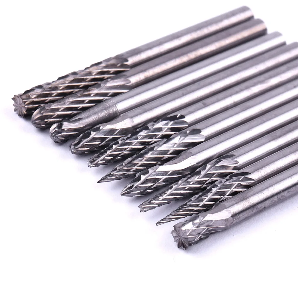 10 шт./компл. 1/8 ''вольфрамовый Карбид резак роторные Заусенцы Набор Dremel
