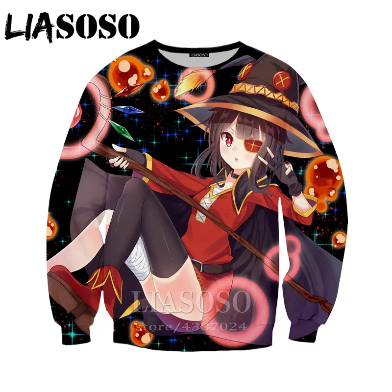 LIASOSO новинка аниме повседневные женские и мужские толстовки принт 3d Konosuba