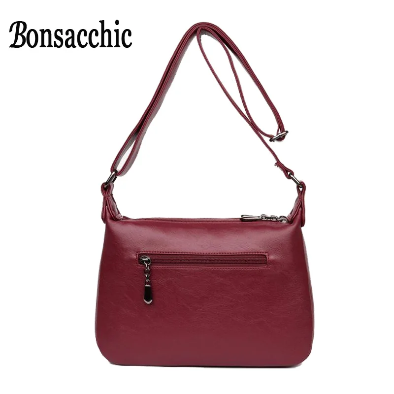 Bonsacchic красная женская кожаная сумка маленькая роскошная дизайнерская черная