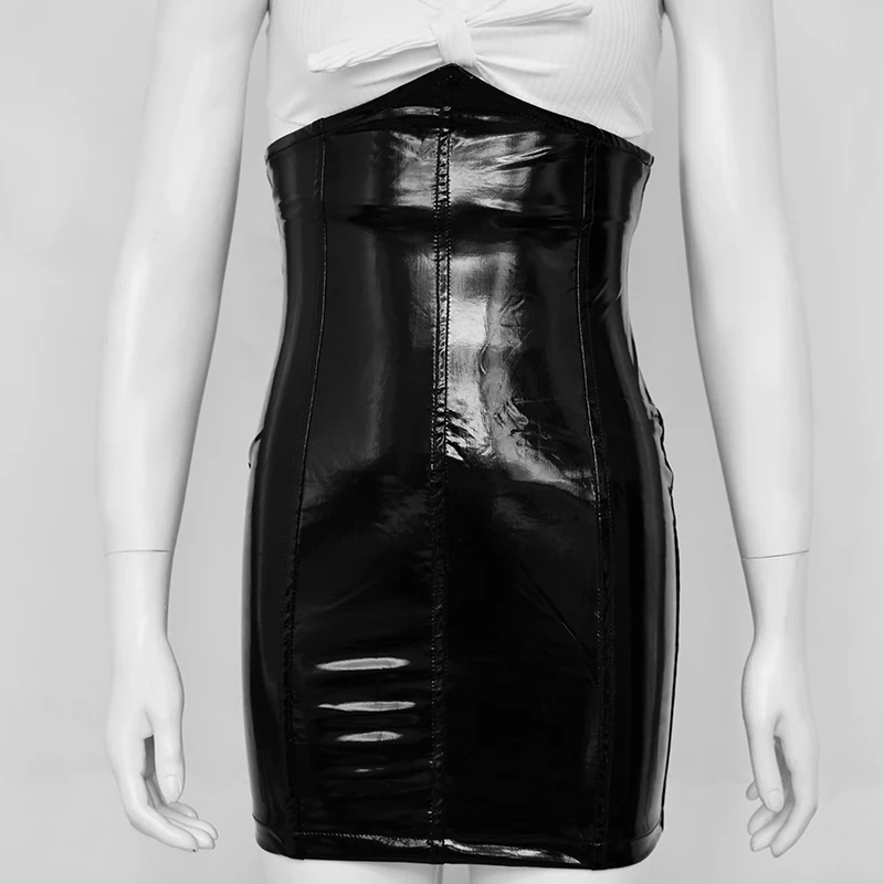 Модные сексуальные юбки с высокой талией из искусственной кожи облегающая