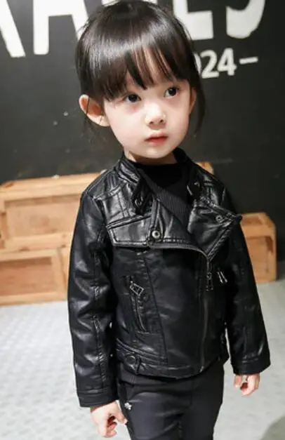 Baby girl leather jacket cardigan jaket motorcycle cycling coat outwear outdoor zipper solid tops 2018 new toddler clothes | Детская