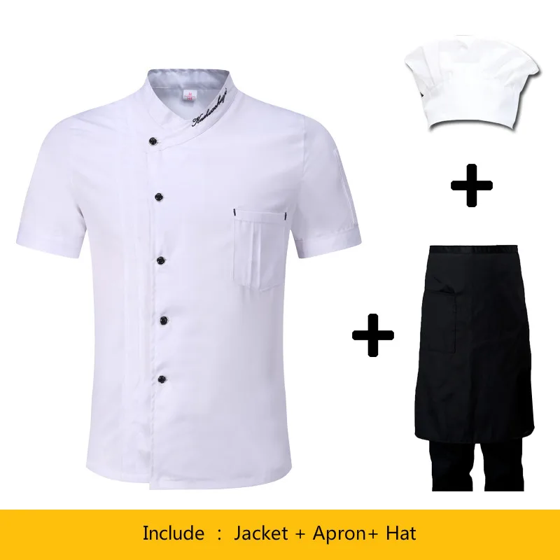 3pcs Кухонная Униформа шеф-повара дышащая однобортная куртка для обслуживания еды унисекс для ресторана отеля Кондитерская поварская одежда рабочая одежда Униформа - Цвет: 3pcs