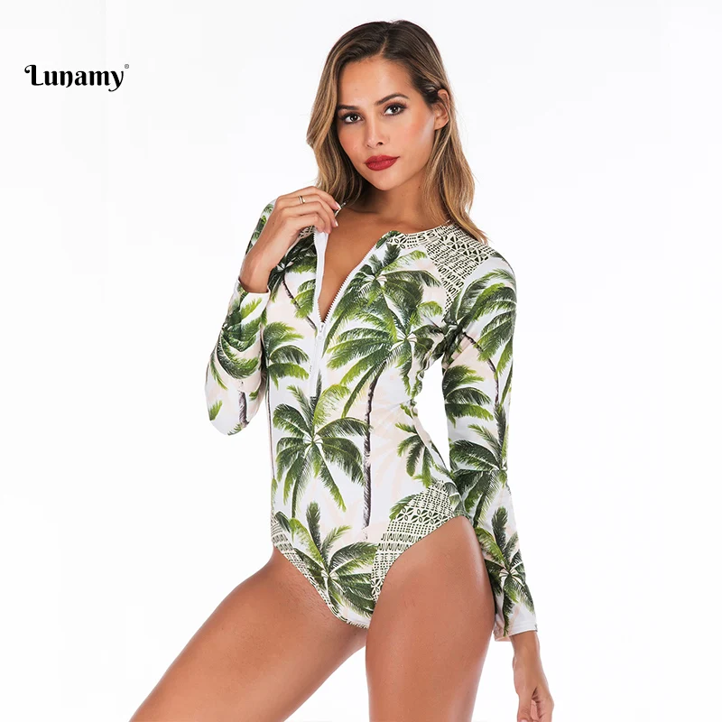 Женский купальный костюм Lunamy винтажный слитный купальник с принтом Maillot De Bain Femme