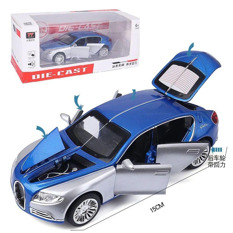 1/32 металлические модели автомобиля Bugatti Galibier 7-открытыми дверями(TY8917B) L = 14,5 см коллекционные модели автомобиля W/звук/свет