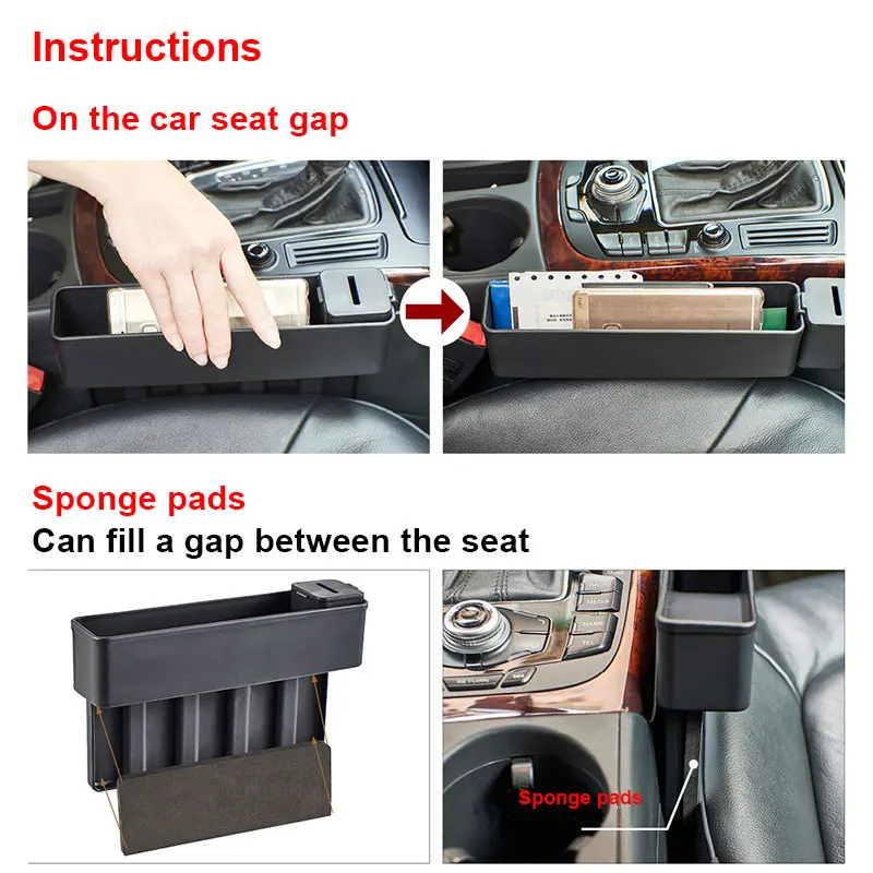 New Storage Box Car Organizer Seat Gap PP Resin Case Pocket Side Slit for Wallet Phone Coins Cigarette Keys Cards | Дом и сад