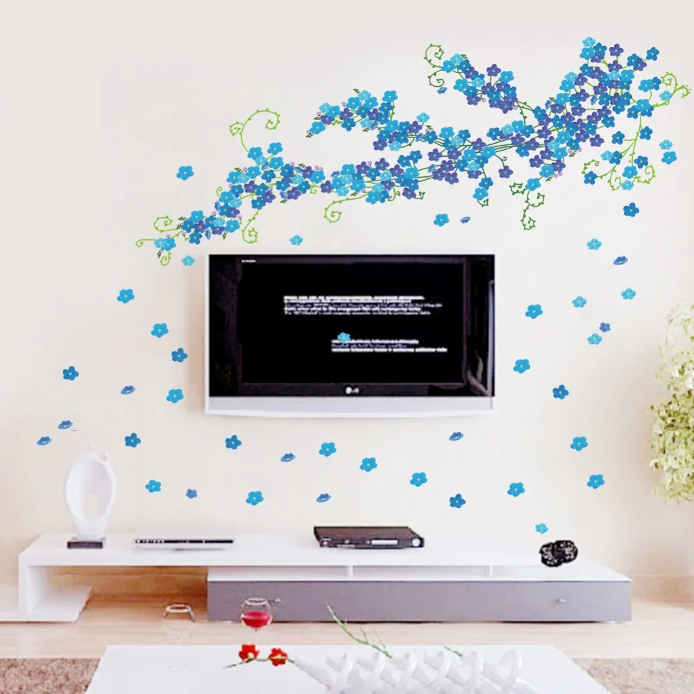 DIY Наклейка на стену голубая Слива виниловые наклейки стены съемные s Фреска для