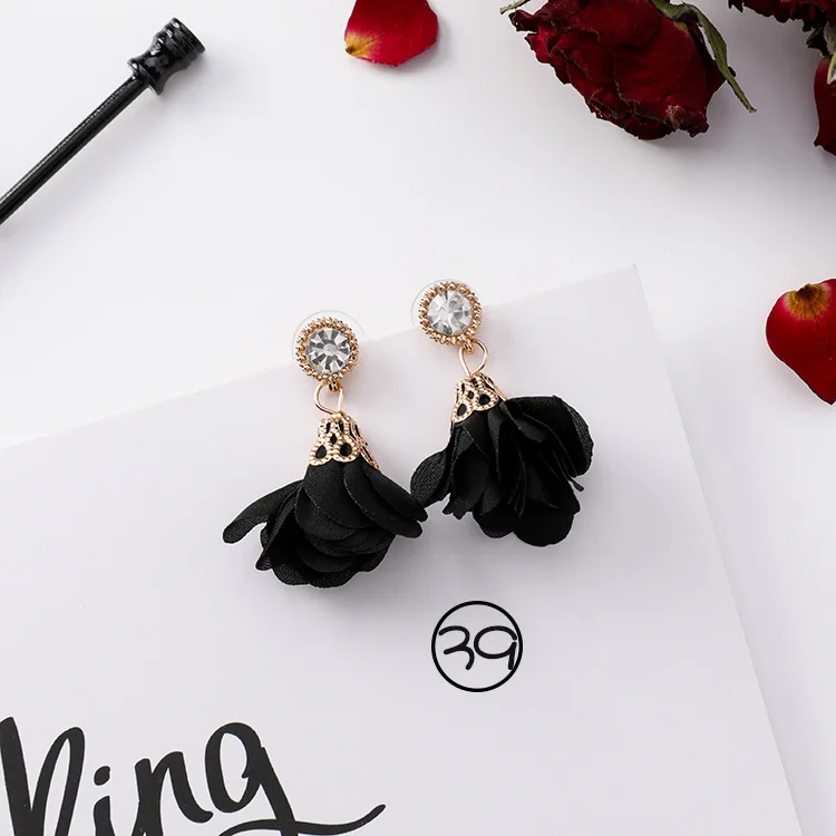 IMucci корейские уникальные модные чёрные цветы серьги ретро простые женские