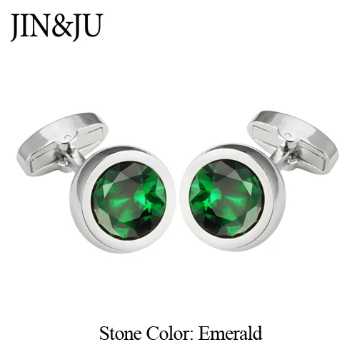 Emerald JIN& JU высокого качества, со вставками запонки круглый Стекло свадебные запонки, запонки, производитель с запонка для розничной торговли - Окраска металла: Emerald