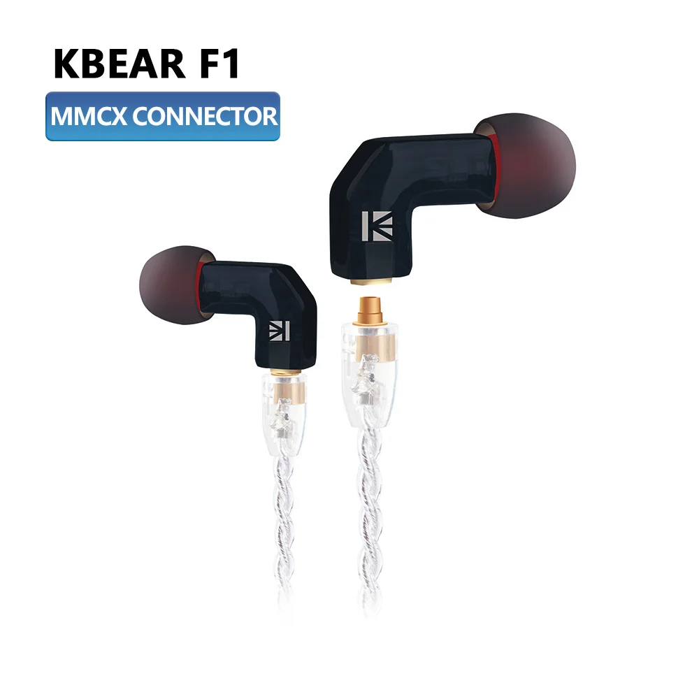 KB EAR F1, сбалансированные наушники-вкладыши, наушники для бега, спорта, HIFI, DJ, монитор, наушники с 3,5 mmMMCX, наушники-вкладыши - Цвет: Black