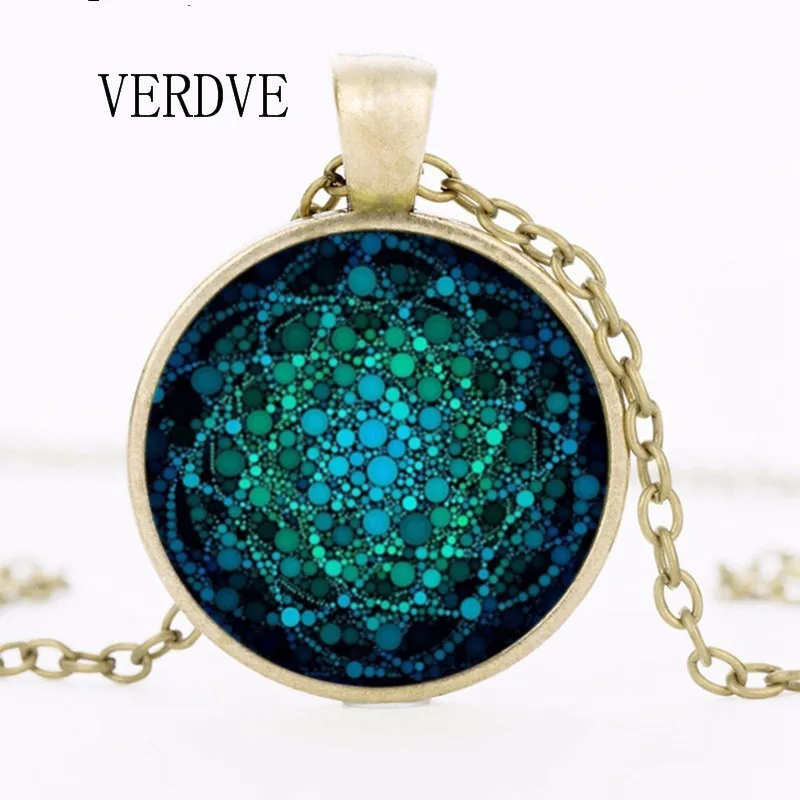 Колье в виде цветка жизни колье чакры для йоги мандалы кулоны со стеклянным