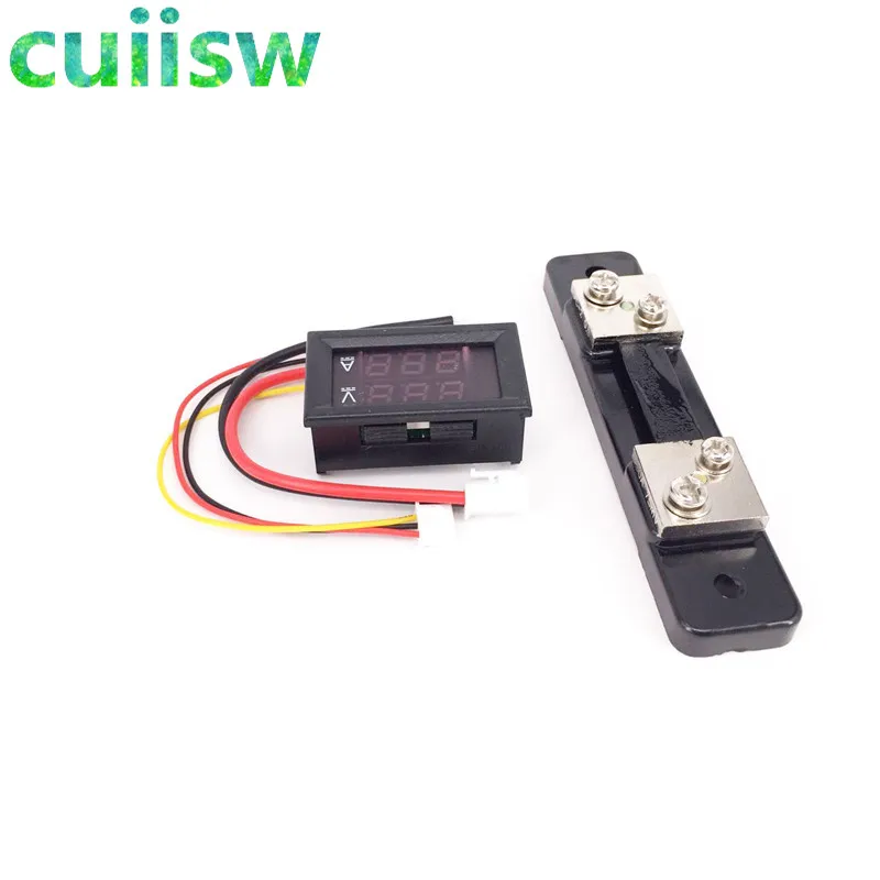 

10PCS For 0-100V/50A Red Blue Digital Voltmeter Ammeter 2in1 DC Volt Amp Meter W/ Shunt Promotion