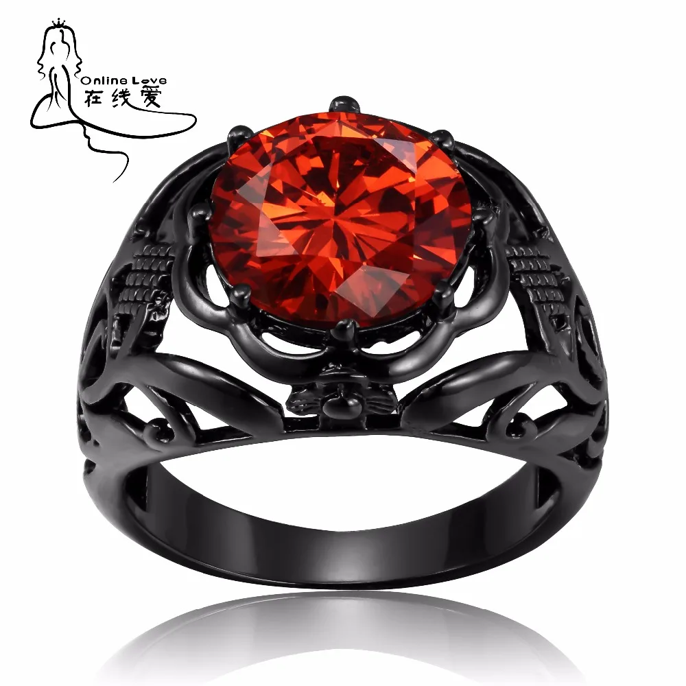 Таинственный черный пистолет покрытием оранжевый фианит кольца модные