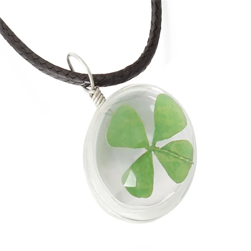 Refaxi 2016 New Woman Fashion Handmade Nature Flower Necklace Lucky Clover With Double Glass Ball Pendant Hot | Украшения и