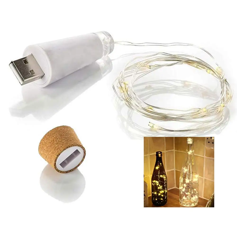 1 шт./4 шт. 1.5 м 15 LED USB Перезаряжаемые бутылки вина Корк Газа свет строка свадьбу Рождество украшения Освещение