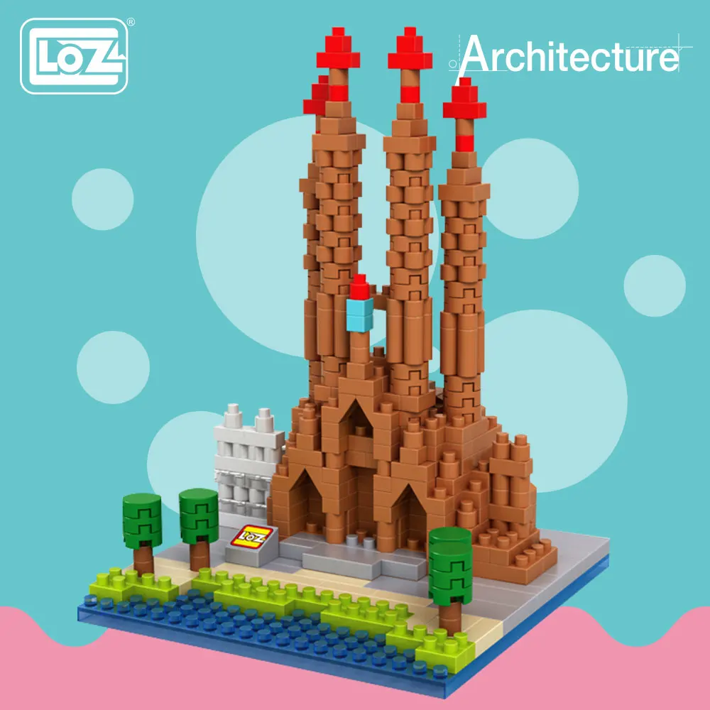 LOZ Алмазные архитектурные блоки игрушка Sagrada Familia церковь замок Строительные