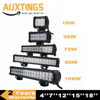 4 7 12 15 18 inch 18w 108w led work light bar driving lights for motorcycle tractor boat off road 4wd 4x4 truck suv atv boat
