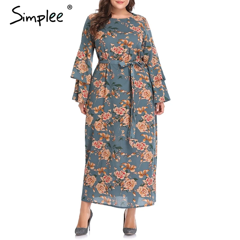 Летнее женское шифоновое длинное платье Simplee с цветочным принтом свободное макси