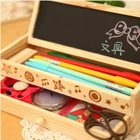 wooden pencil cases korean desk accessories pencil box cute pencil case blackboard double layer office supplies stationery case