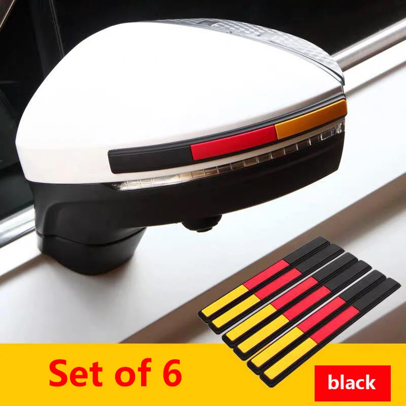 Type 3-Black-6PCS Для Volkswagen Tiguan зеркало заднего вида, наклейка на бампер, против царапин, Полоска, защита края, защита для автомобиля, Стайлинг, зеркала заднего вида - Название цвета: Type 3-Black-6PCS