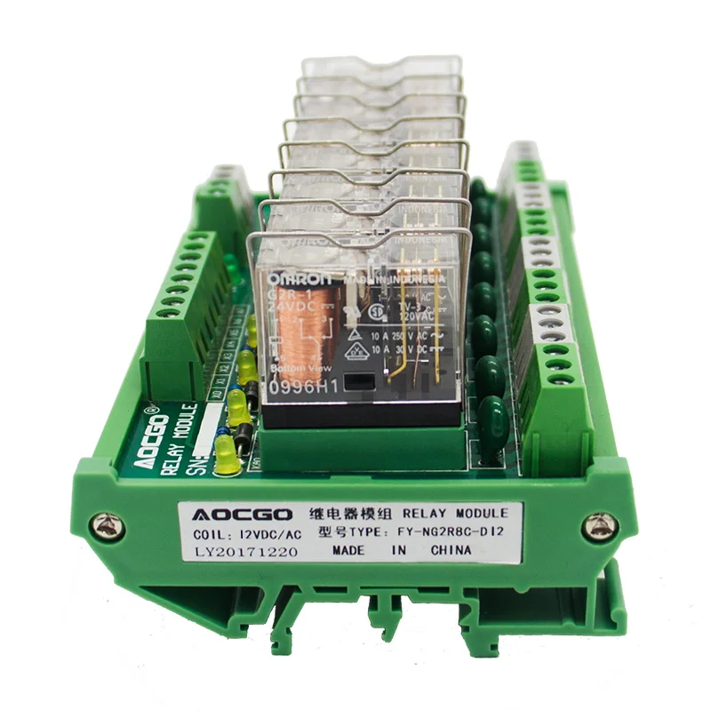 8 канальное 1 SPDT DIN рейка OMRON G2R 12 В DC/AC интерфейсный релейный модуль|omron g2r|8 channelinterface