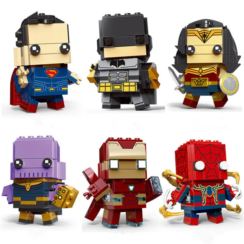 Новый бренд Brickheadz с эмблемами супергероев головы Лиги мира Железный человек