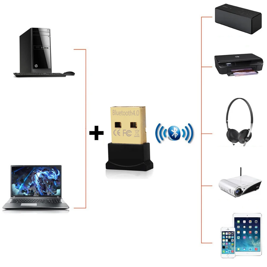 Компьютер USB адаптер Bluetooth V4.0 Двойной режим Беспроводной Dongle Бесплатная драйвер