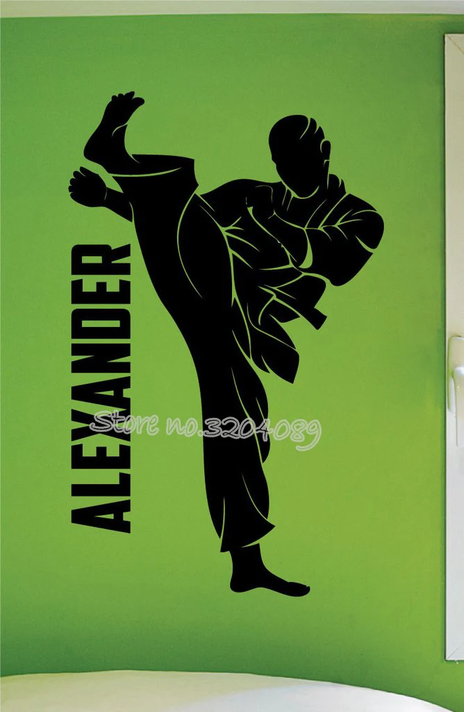 personalized boys martial arts karate wall decal custom Kids name Vinyl Sport Wall Sticker Home Decor Bedroom Mural poster EA644