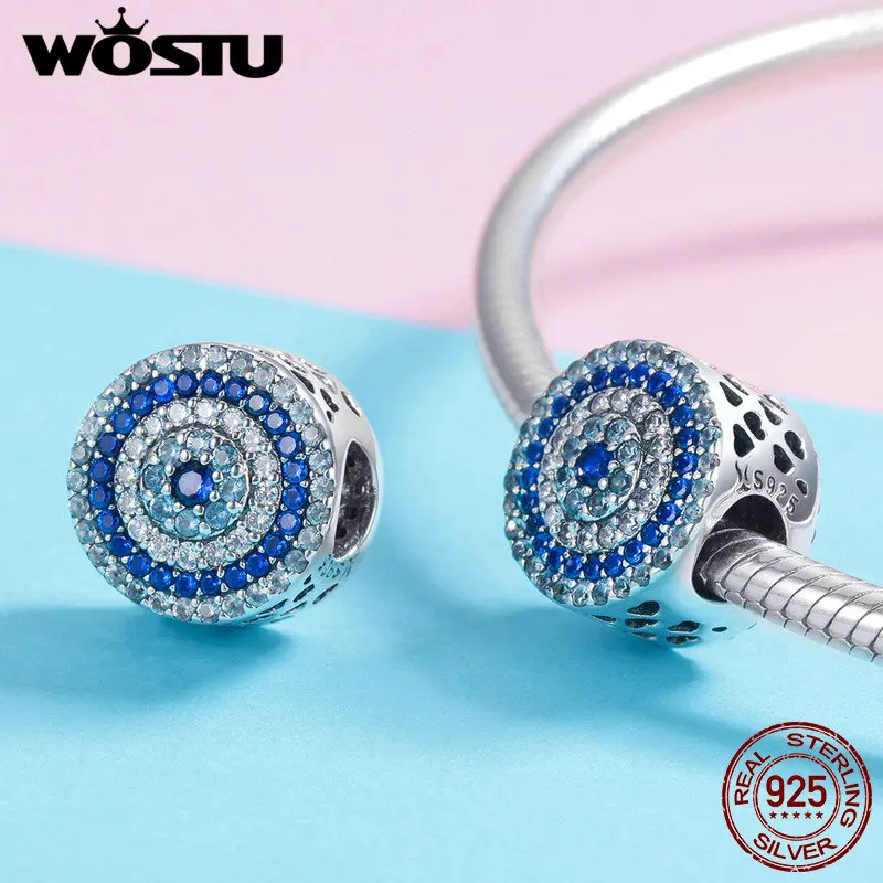 WOSTU 2019 хит продаж 925 пробы серебряный браслет Samsara Eye амулеты из бисера подходит