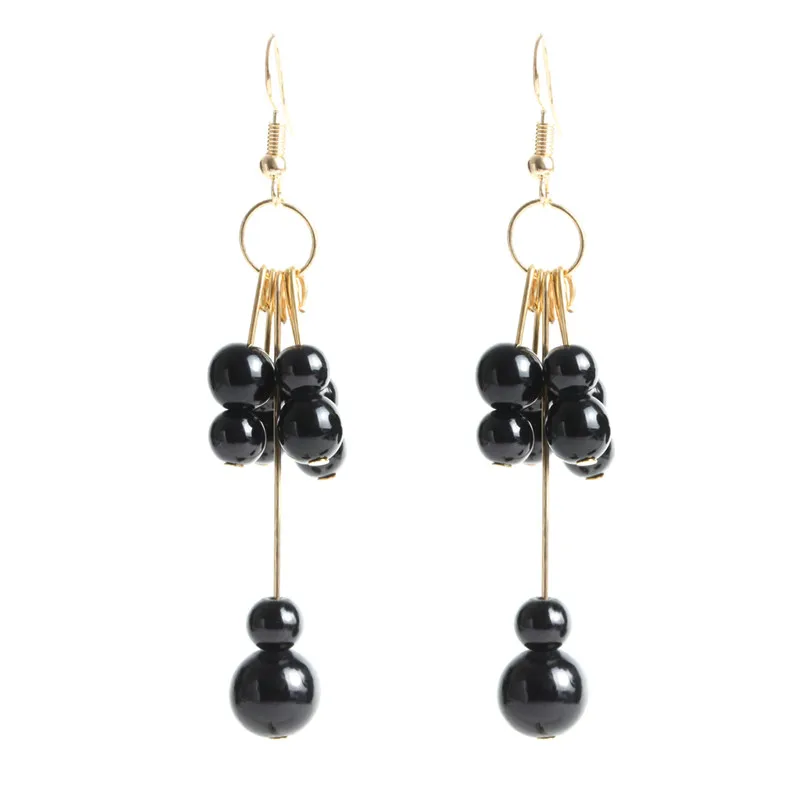 2017 Южная Корея темперамент металла черный белый цвет бусы серьги простой длинное