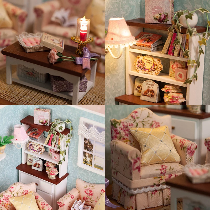 CUTEBEE кукольный дом Миниатюрный DIY кукольный домик с деревянная мебель для дома игрушки для детей подарок на день рождения H07
