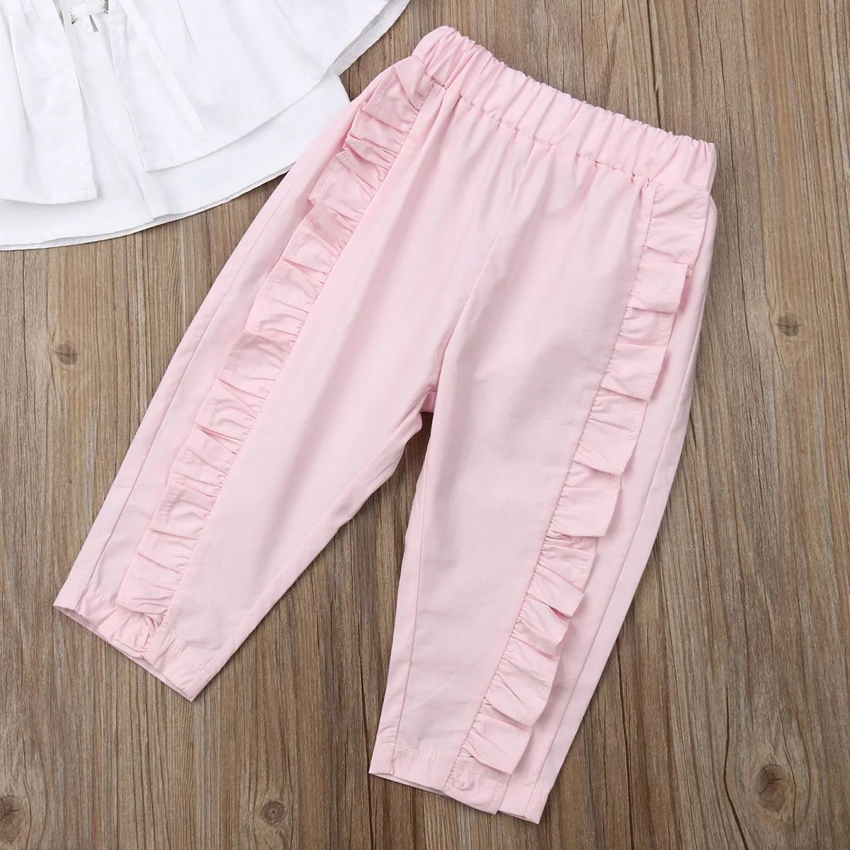 

1-6Y Kids Baby Girl Clothes Sets Ruffles Off Shoulder T-shirt+Elastic Waist Long Pencil Pants 2Pcs Casual Summer Girl Outfits