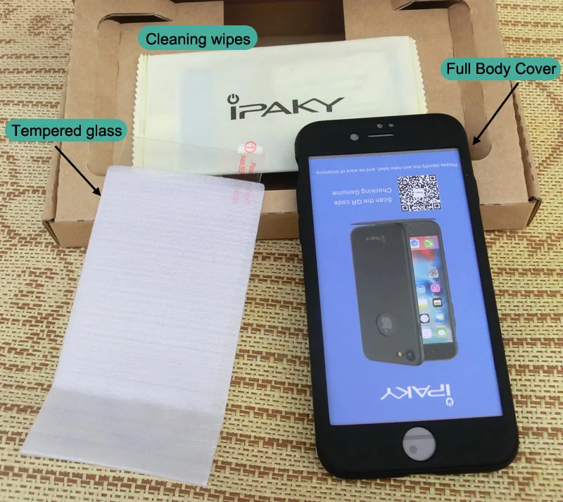 Полноразмерный Чехол iPaky для iPhone 7 360 градусов жесткий защитный чехол из