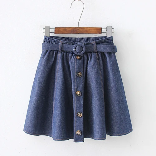Dark blue Surmiitro, джинсовые мини шорты, летняя юбка для женщин, весна, один нагрудный пояс, высокая талия, а-силуэт, солнечная, школьная джинсовая юбка для женщин - Цвет: Dark blue