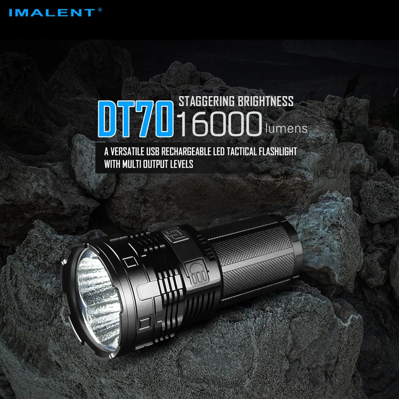 16000 люмен IMALENT DT70 USB Перезаряжаемый светодиодный тактический фонарь с многоуровневым выходом& O светодиодный дисплей