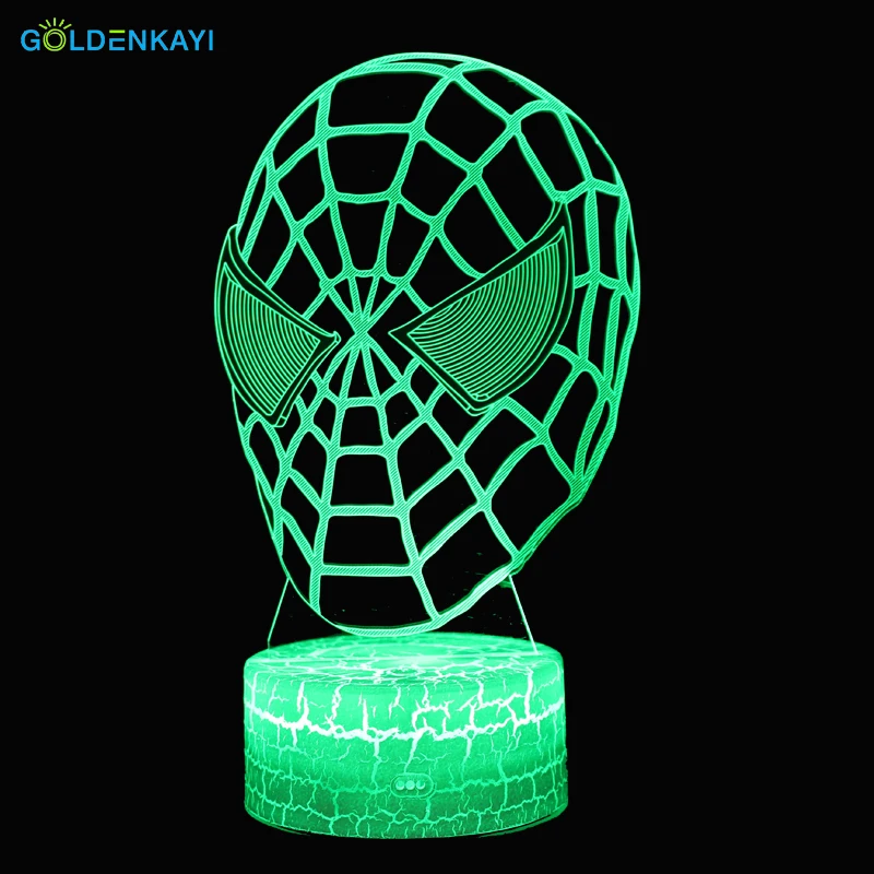 3D маска Человека паука Светодиодные ночные светильники атмосфера настольная