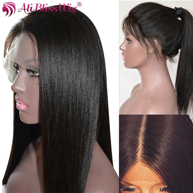 Glueless Yaki прямые полные кружевные человеческие волосы парики для женщин детские волосы светлые Yaki прямые полный парик шнурка бразильские Remy отбеленные узлы