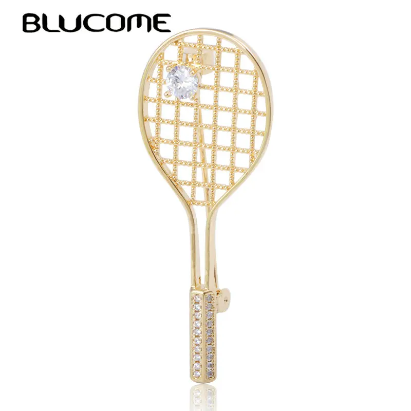 Blucome изысканная мини-брошь-ракетка для бадминтона, медная циркониевая бижутерия для женщин и мужчин, одежда для свитера, пальто, модные аксессуары
