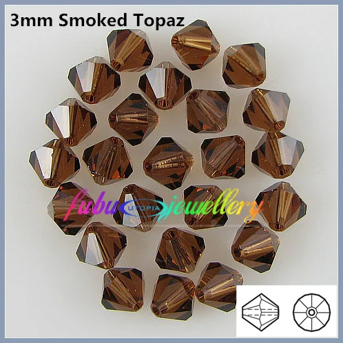 

Free Shipping! 720pcs/Lot, AAA Chinese Top Quality 3mm Smoked Topaz Crystal Bicone Beads