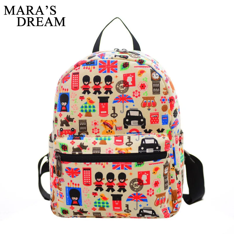 Mara's Dream Printing Canvas Backpacks Mini School Bags For Teenage Girls Backpack Women Shoulder Small Bag | Багаж и сумки
