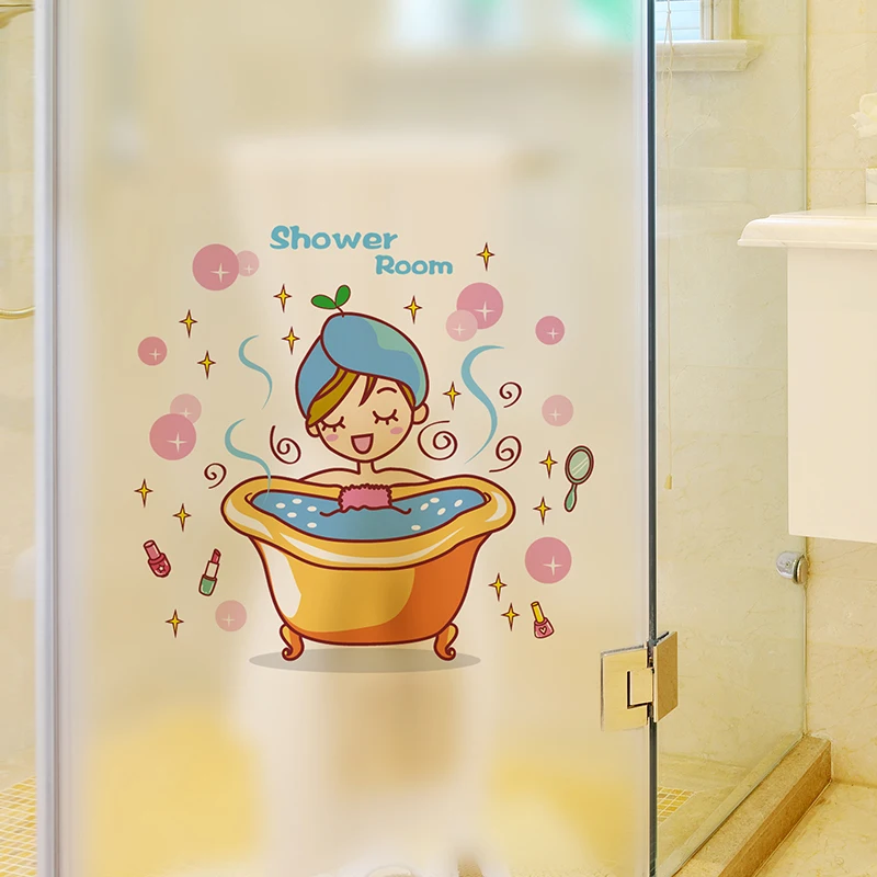 [Dreamarts] маленькая девочка для купания креативные наклейки на стену ПВХ материал