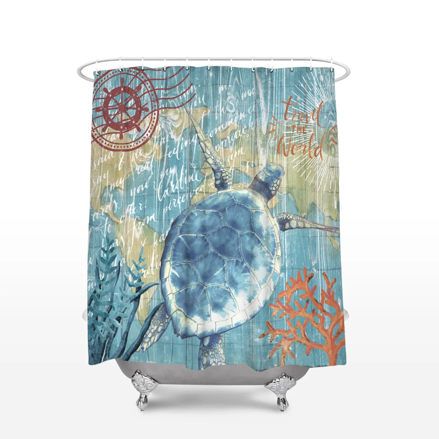 Морская тематика жизнь серия черепаха узор ткань занавески для душа лайнер