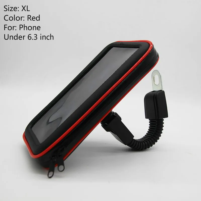 Red XL Держатель для мобильного телефона, водонепроницаемый чехол для мотоцикла, мотоцикла, скутера, сумка, универсальный держатель для телефона для велосипеда, подставка, поддержка 4,7-6,3 дюймов - Цвет: Red XL