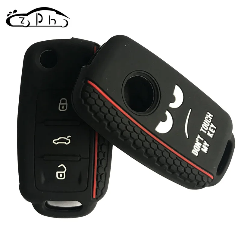 Черный Dont Touch My Key силиконовый дистанционный колпачок для VW Caddy Golf Jetta Polo Passat Scirocco Tiguan для Skoda Octavia Seat - Название цвета: Черный