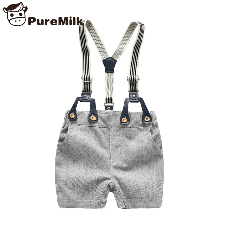 Одежда для маленьких джентльменов короткая рубашка с накладным бантом Модная