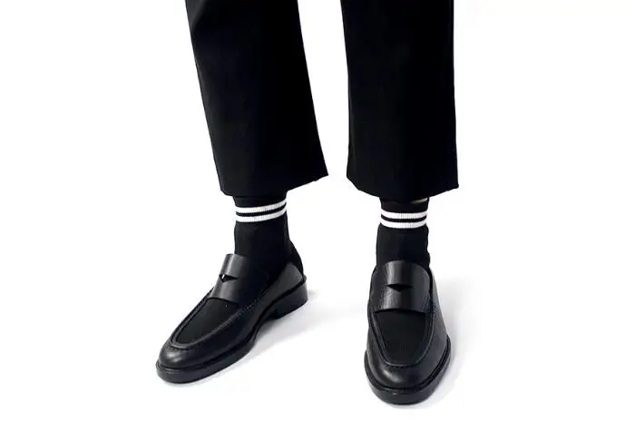 

Martin Boots Slip On Men's Dress Shoes Socks Elastic Patchwork Ankle Boots High Top Casual Shoes Classical Black Flats Loafers
