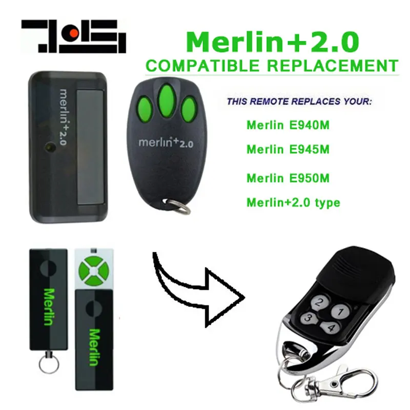 Новинка для Merlin + 2 0 ТИП E945 E950 совместимый Открыватель гаража/ворот ручной пульт
