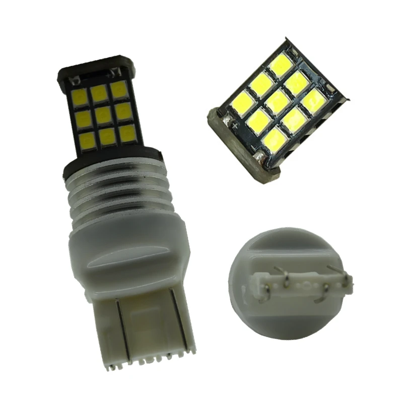 Фото Белый 12В 24В T20 7443 w21/5 Вт 2835 21SMD Светодиодная лампа для автомобильного стоп-сигнала заднего хода автомобильная лампа 2 шт №3