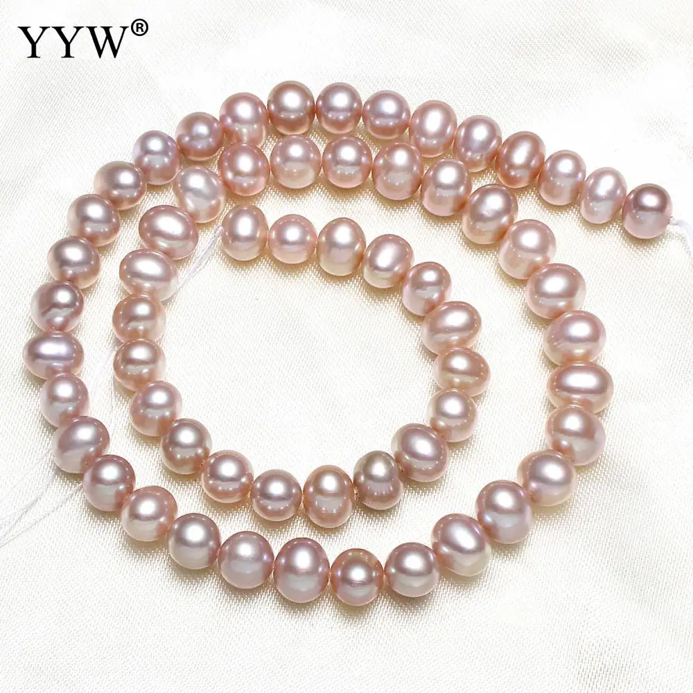 

Cultured Round Freshwater Pearl Beads Natural Purple/White 7-8mm Punch Loose Beads 15.7" For DIY Women Elegant Jewelry Making